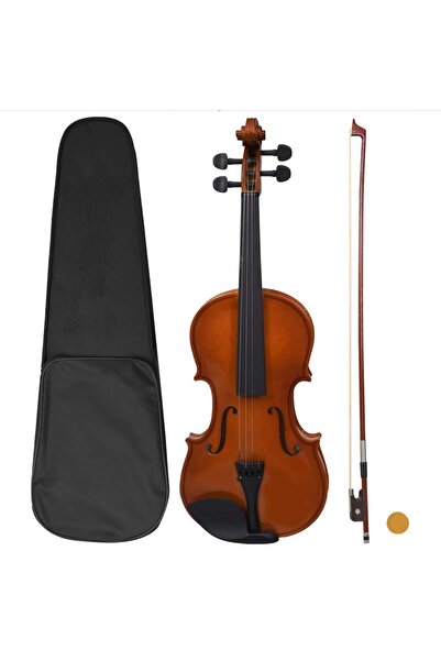 Concept Set complet vioară cu arcuș și suport bărbie, lemn închis 4/4