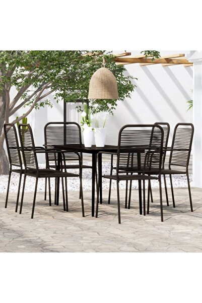 Concept Set de mobilier pentru grădină, 7 piese, negru