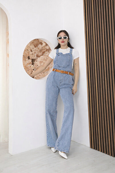 Moda Banuş Denim Salopet Women's Denim Overalls (Pack of Belt)