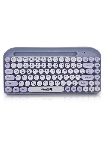 SAYWİN Bluetooth Klavye Renkli Retro Kablosuz Klavye Daktilo Görünümlü Tuş Ta...