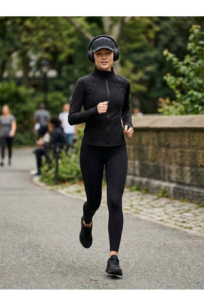 Ltb Sporty Black Cardigan with Mock Neck Zippers