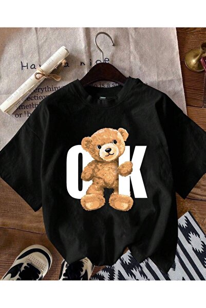 Marco Fresco Unisex T-Shirt with Ok Writing and Bear Print