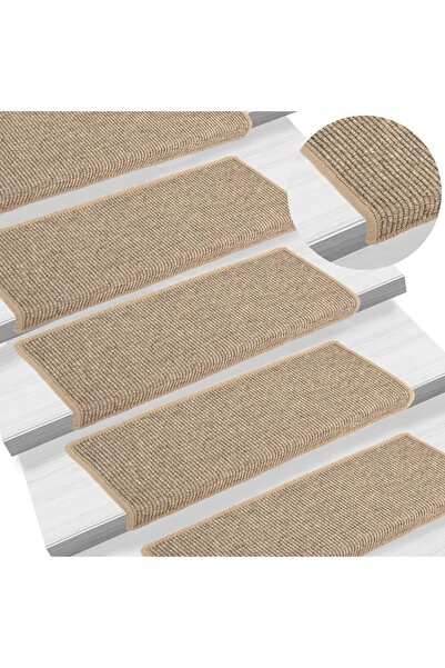 Concept Αυτοκόλλητα πατάκια σκάλας, 15 τεμ., σκούρο μπεζ, 65x25 εκ.