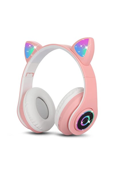 Sendowtek Çocuk Kulaklık, Kız Çocukları Bluetooth Kulak Üstü Sevimli Kedi Kul...