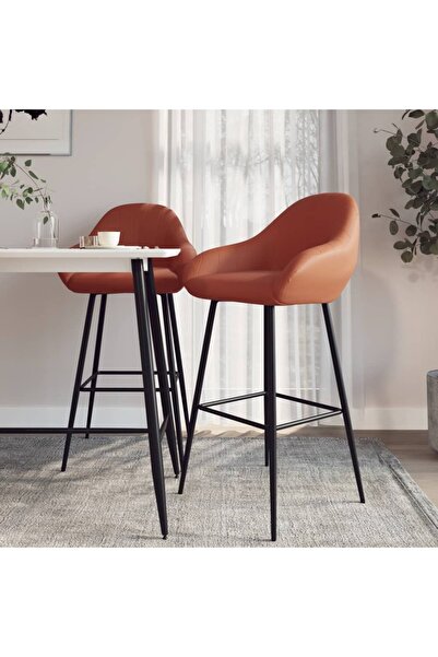 Concept Scaune de bar, 2 buc., maro deschis, piele ecologică