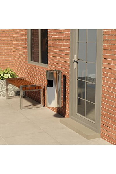 Concept Επιτοίχιος κάδος απορριμμάτων με τασάκι, ανοξείδωτο ατσάλι, 26 λίτρα