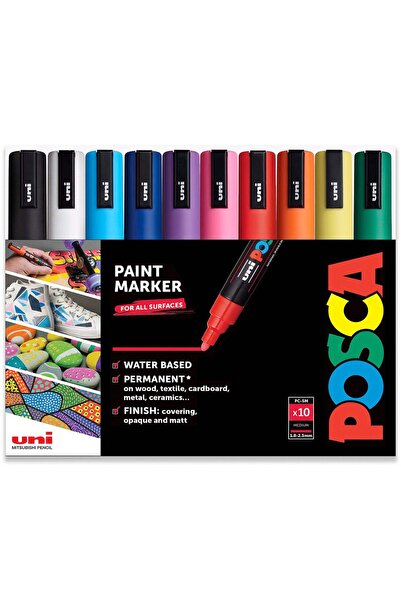 POSCA Su Bazlı Kalıcı Kalemi - Çoklu Yüzey Kullanımı - PC-5M, 1,8-2,5 mm Orta...