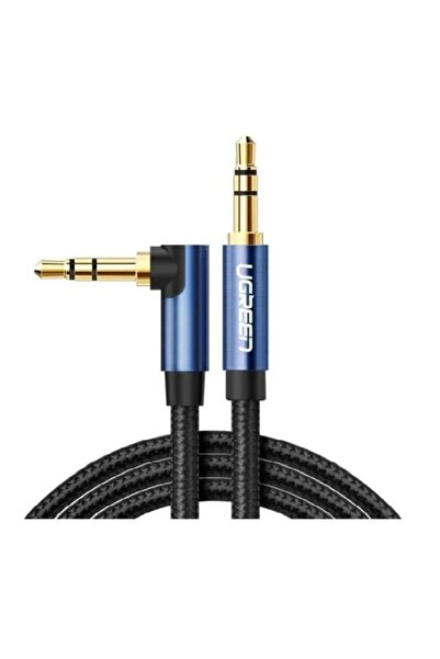 Ugreen 90 Derece L Tipi 3.5 mm Aux Ses Kablosu Mavi 2 Metre