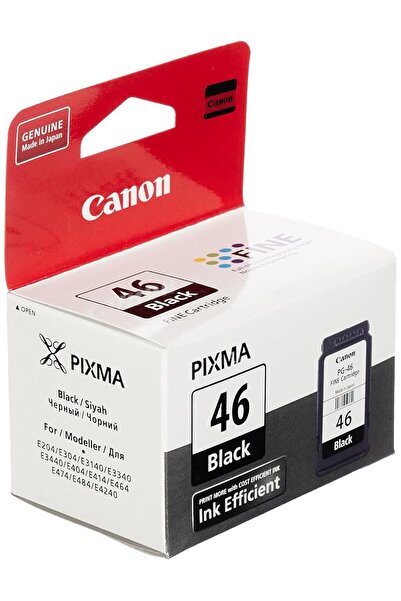 Canon PG-46 Orijinal Siyah Mürekkep Kartuşu, 400 Sayfa Baskı (9059B001)