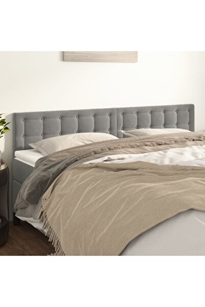 Concept Tăblii de pat, 2 buc, gri deschis, 80x5x78/88 cm, catifea