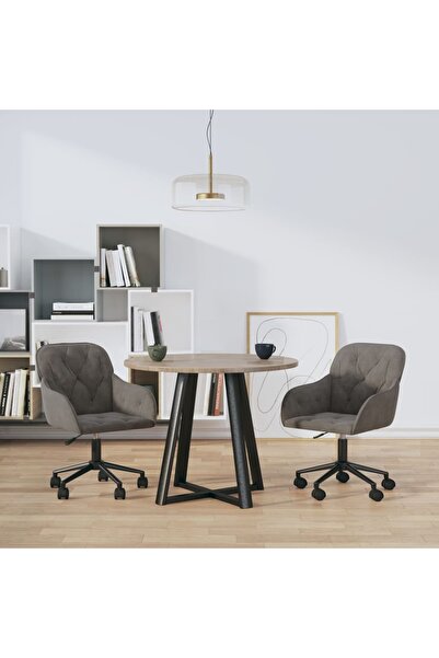 Concept Scaune de bucătărie pivotante, 2 buc, gri închis, catifea