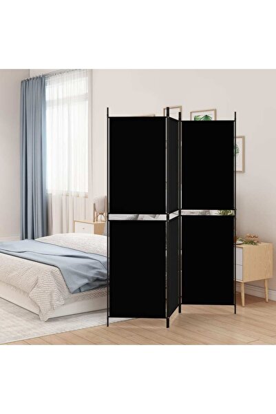 Concept Paravan de cameră cu 3 panouri, negru, 150 x 180 cm, textil