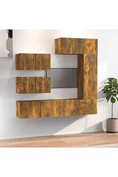 Concept Set comodă TV, 6 piese, stejar fumuriu, lemn prelucrat