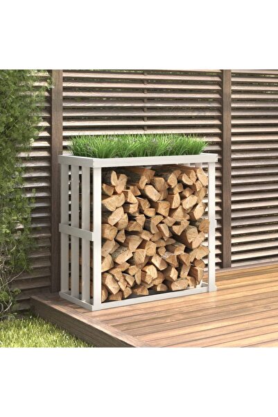 Concept Εξωτερική βάση για κορμούς, λευκή, 108x52x106 cm, μασίφ ξύλο πεύκου