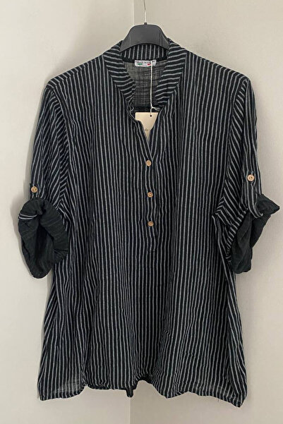 AYASOFYA OTANTIK Γυναικείο ιταλικό μαύρο μπλουζάκι με τρία κουμπιά και γιακά ...