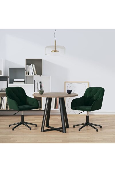 Concept Περιστρεφόμενες καρέκλες κουζίνας, 2 τεμ., σκούρο πράσινο, Βελούδο