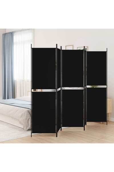 Concept Paravan de cameră cu 5 panouri, negru, 250x200 cm, textil