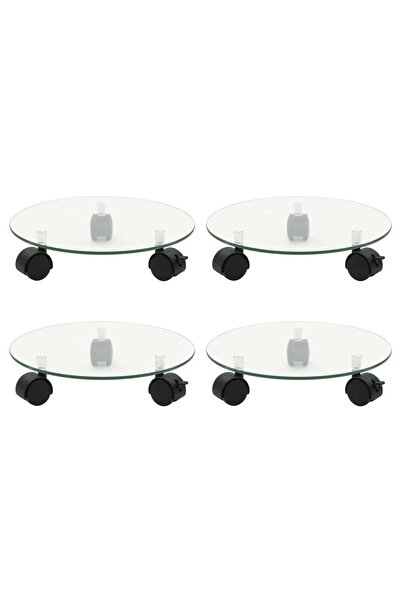 Concept Βάση φυτών με ροδάκια 4 τεμ. Στρογγυλό γυαλί ασφαλείας 28 cm