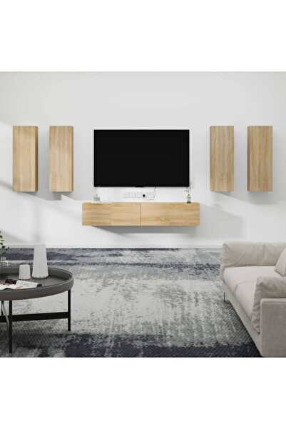 Concept Set dulap TV, 6 piese, stejar sonoma, lemn prelucrat