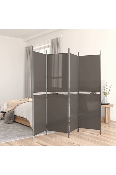 Concept Paravan de cameră cu 4 panouri, antracit, 250x200 cm, textil