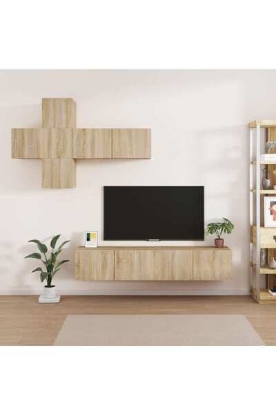 Concept Σετ ντουλαπιών τηλεόρασης, 7 τεμάχια, δρυς sonoma, επεξεργασμένο ξύλο