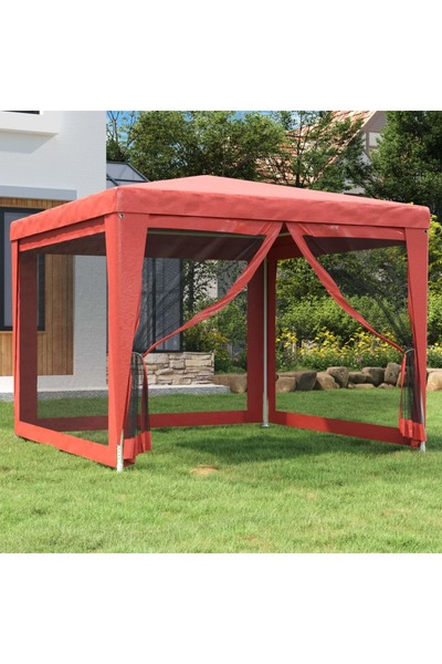 Concept Party tent with 4 mesh walls, red, 3x3 m, HDPE