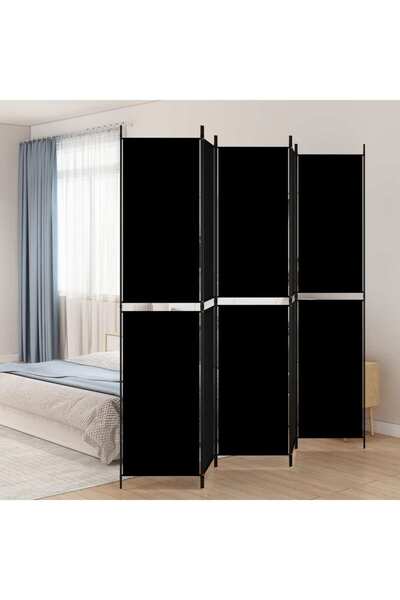 Concept Paravan de cameră cu 5 panouri, negru, 250x220 cm, textil