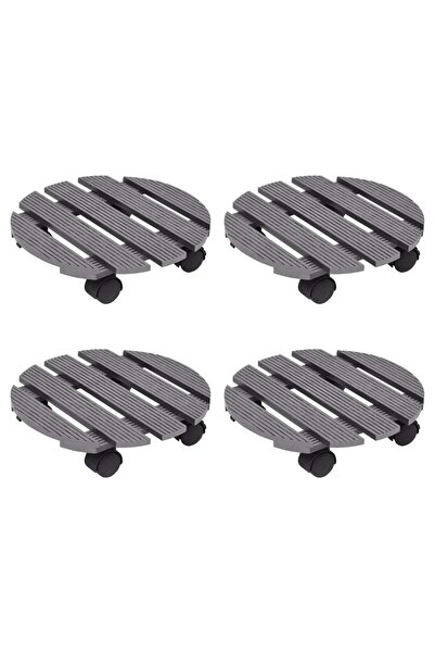 Concept Καρότσια φυτών, 4 τεμ., γκρι, Ø30x7,5 cm, WPC