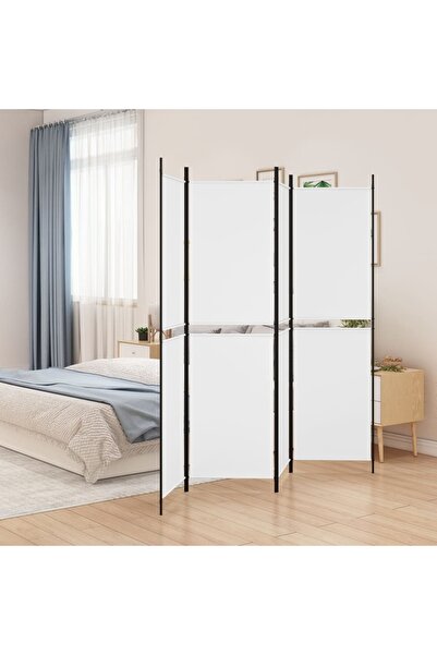 Concept Paravan de cameră cu 4 panouri, alb, 200x200 cm, textil