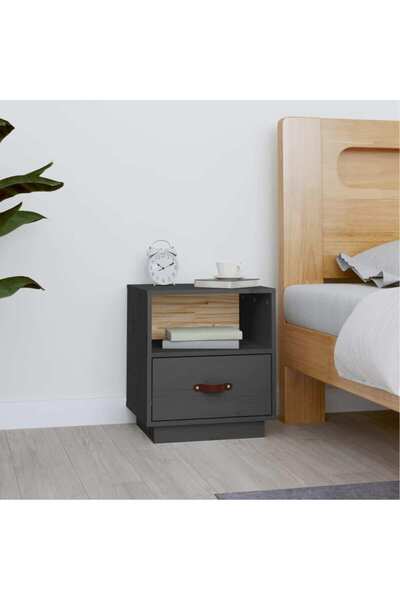 Concept Noptieră, gri, 40x34x45 cm, lemn masiv de pin