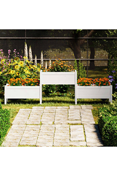 Concept Γλάστρα, λευκή, 245,5x44x75 cm, από μασίφ ξύλο πεύκου