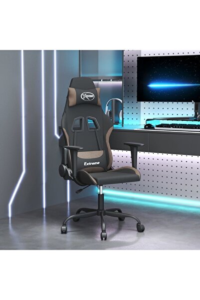 Concept Καρέκλα παιχνιδιών, μαύρη και γκρι-μπεζ, ύφασμα