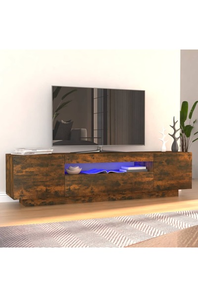Concept Comodă TV cu lumini LED, stejar fumuriu, 160x35x40 cm