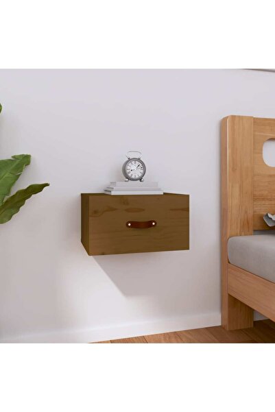 Concept Επιτοίχια κομοδίνα, καφέ μελί, 40x29,5x22 εκ.