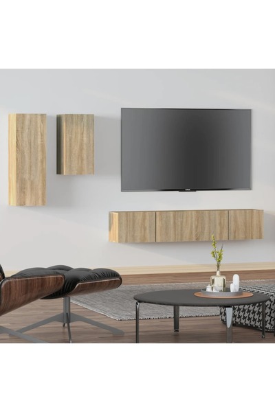Concept Set dulap TV, 4 piese, stejar sonoma, lemn prelucrat