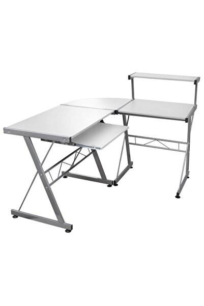 Concept Birou de computer colțar, alb, 132x112x99 cm, lemn prelucrat