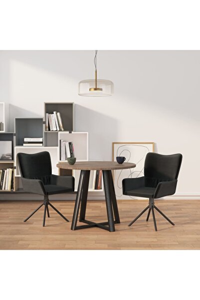 Concept Περιστρεφόμενες καρέκλες κουζίνας, 2 τεμ., μαύρες, Βελούδο