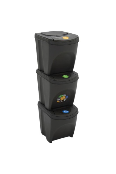 Concept Στοιβαζόμενοι κάδοι απορριμμάτων 3 τεμ. γκρι 75 λίτρων από πολυπροπυλ...