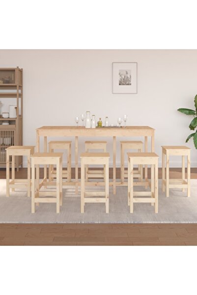 Concept Σετ επίπλων μπαρ, 9 τεμάχια, από μασίφ ξύλο πεύκου
