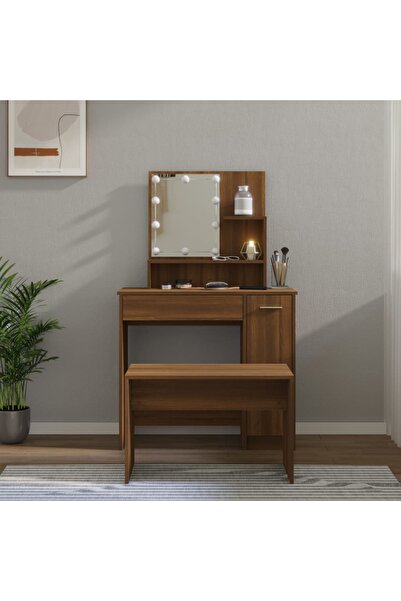 Concept Σετ μπουντουάρ LED, καφέ δρυς, επεξεργασμένο ξύλο