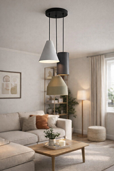 DREAM MODE Stone 3’lü Beton Dokulu Sarkıt Avize Bohem & Pinterest Tarzı Moder...