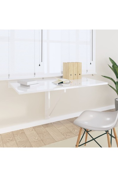 Concept Masă perete pliantă alb extralucios 100x60x56 cm lemn compozit