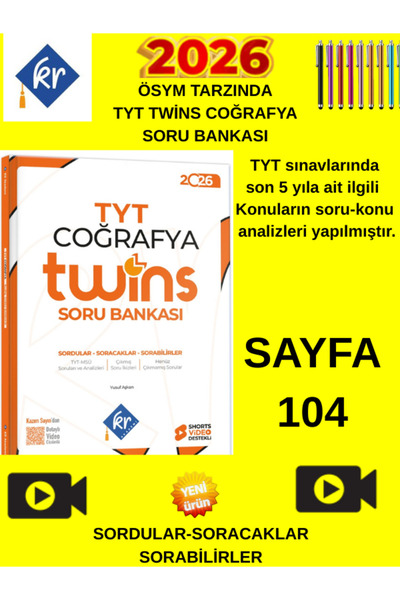 Mert Hoca Yayınları 2026 TYT Twins Coğrafya Soru Bankası KR(Sordular-Soracakl...