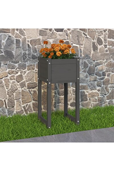 Concept Jardinieră, gri , 40x40x81 cm, lemn masiv de pin