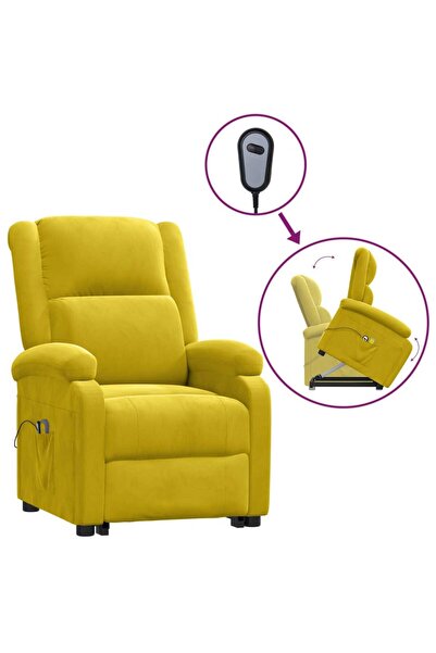 Concept Ανακλινόμενη πολυθρόνα μασάζ με ανυψωτήρα, κίτρινη, Βελούδο