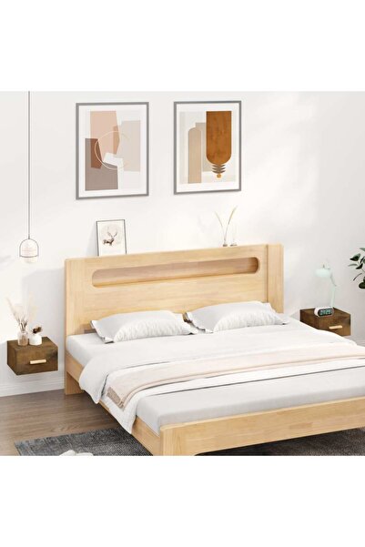 Concept Noptiere de perete, 2 buc., stejar fumuriu, 35x35x20 cm