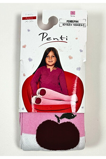 Penti Girls' tights Pretty "Apple", 240 Den - apple print, pink