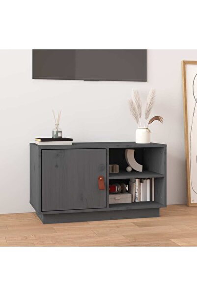 Concept Comodă TV, gri, 70x34x40 cm, lemn masiv de pin