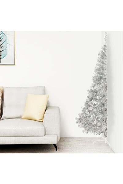 Concept Μισό χριστουγεννιάτικο δέντρο με βάση, ασημί, 240 εκ., PVC