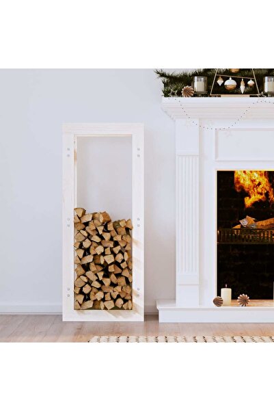 Concept Ράφι για καυσόξυλα, λευκό, 41x25x100 cm, μασίφ ξύλο πεύκου